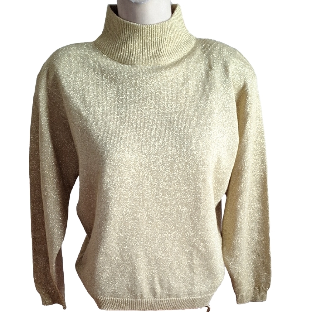 Shimmering Lise J. Gold Women's Turtleneck Sweater